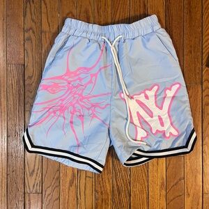 Blue and Pink Boxing Workout Shorts